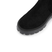 Black Buttons Under Knee Slouchy Chunky Boots