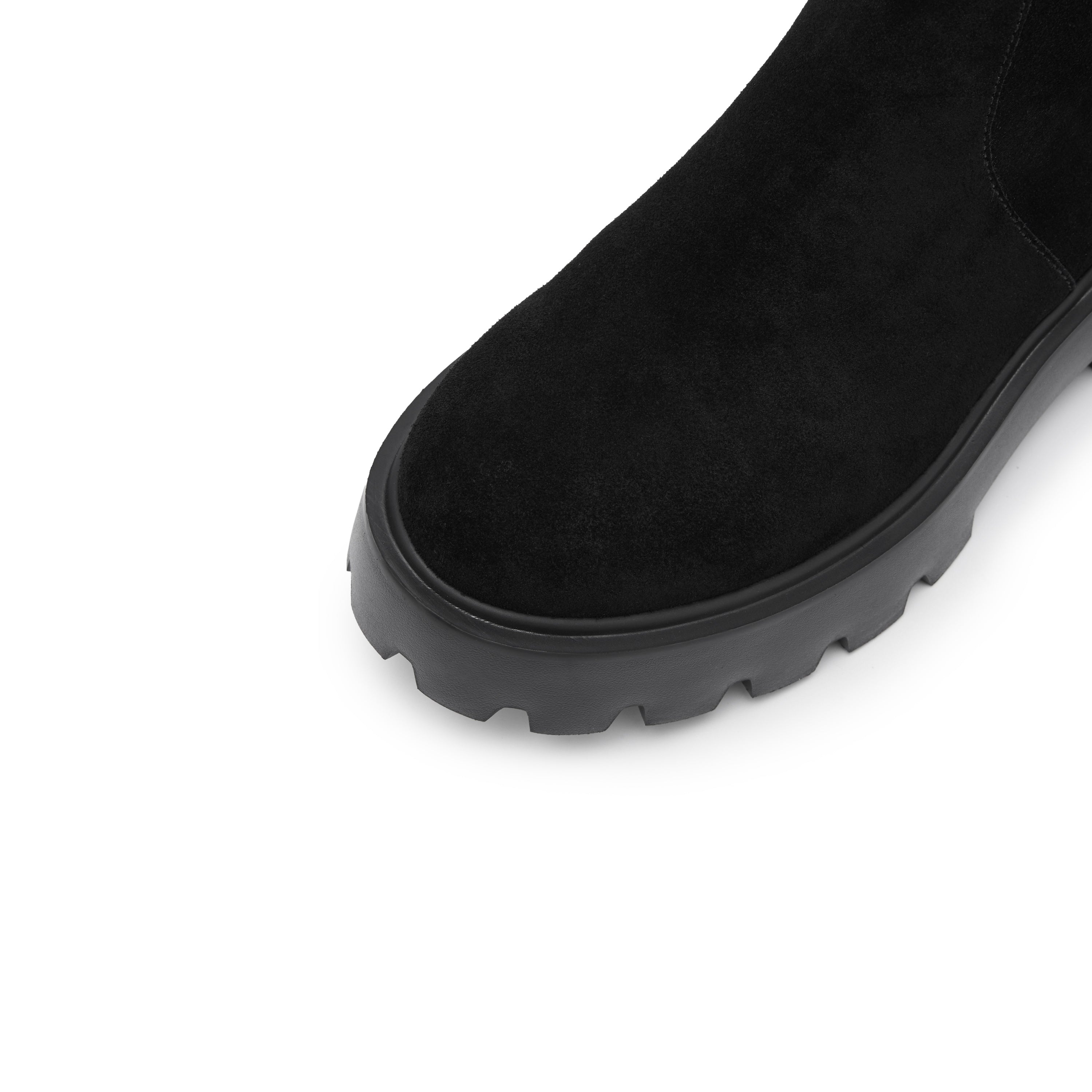 Black Buttons Under Knee Slouchy Chunky Boots