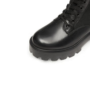 Black Lace-Up Knitted Chunky Combat Boots