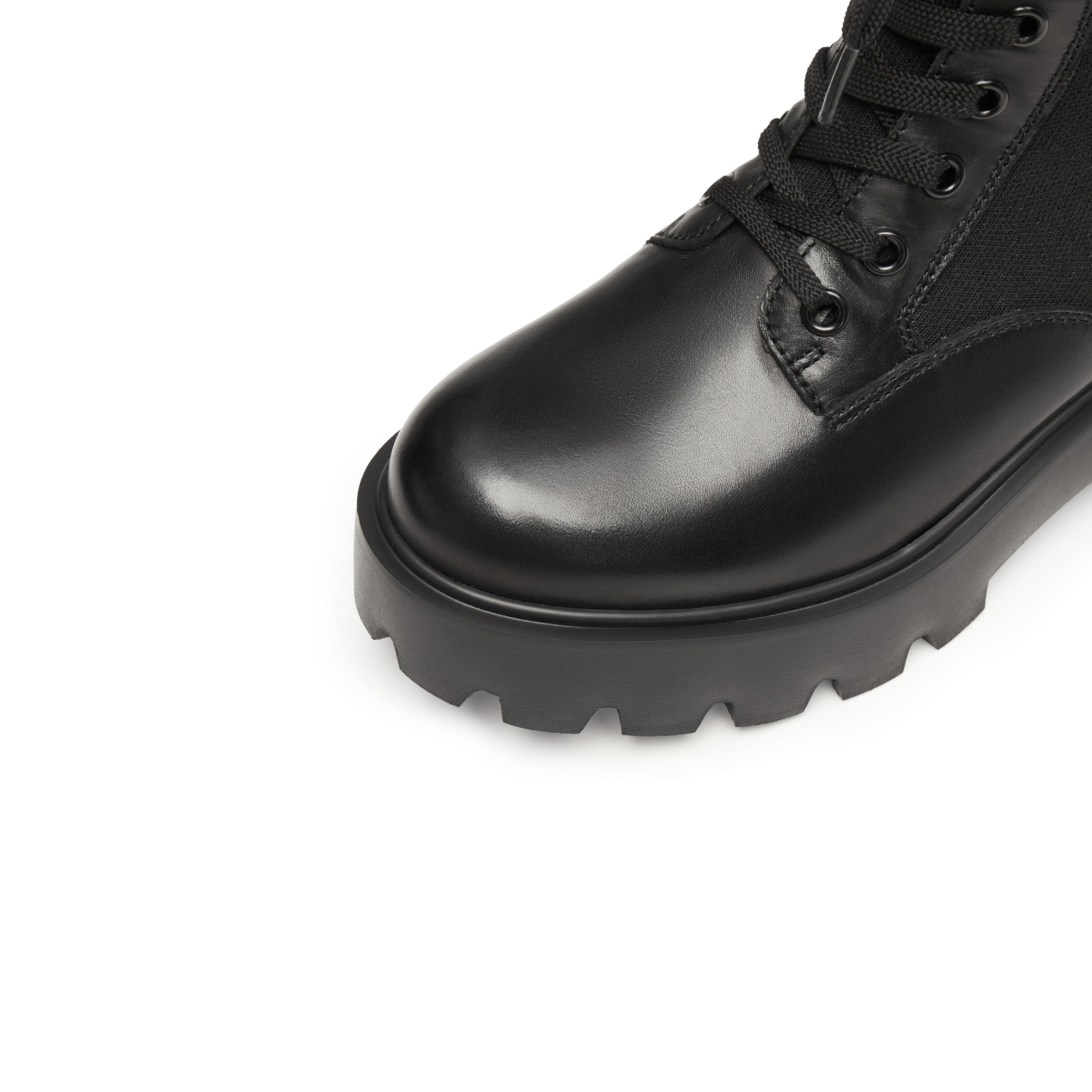 Black Lace-Up Knitted Chunky Combat Boots