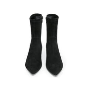 Black Pointy Suede Ankle Sock Boots