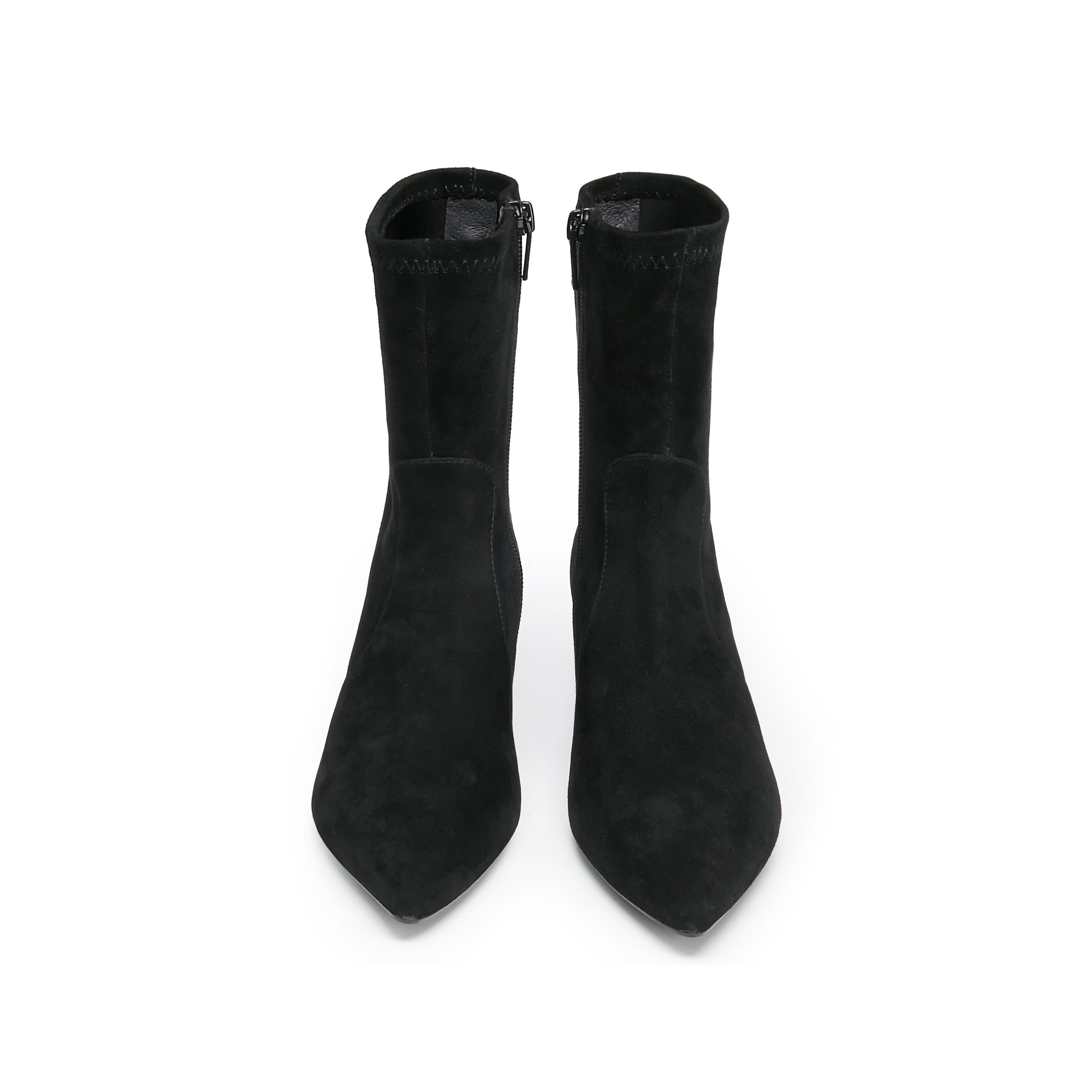 Black Pointy Suede Ankle Sock Boots