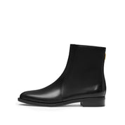 Black Leather Study Ankle Boots
