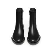 Black Leather Study Ankle Boots