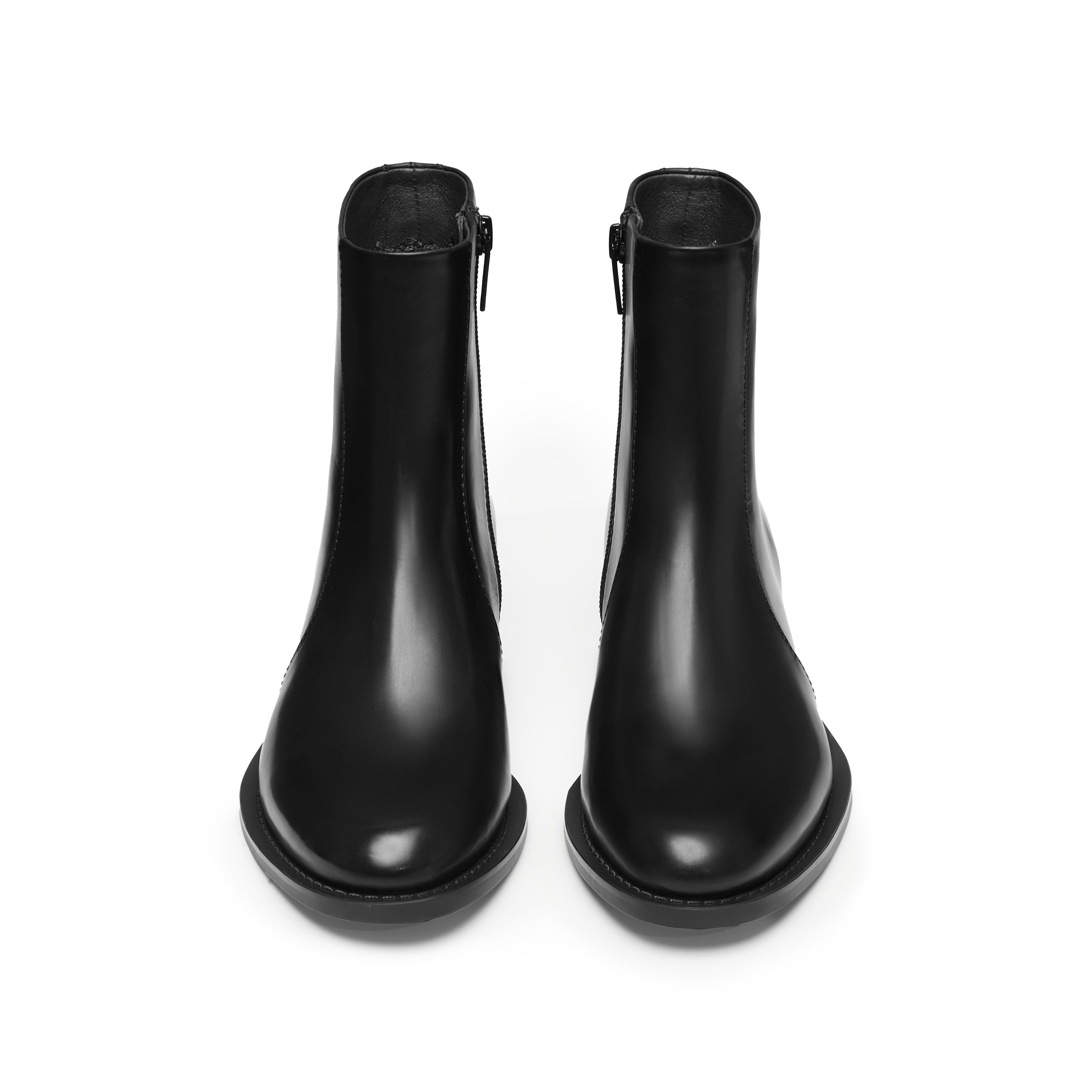 Black Leather Study Ankle Boots