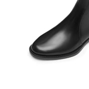 Black Leather Study Ankle Boots
