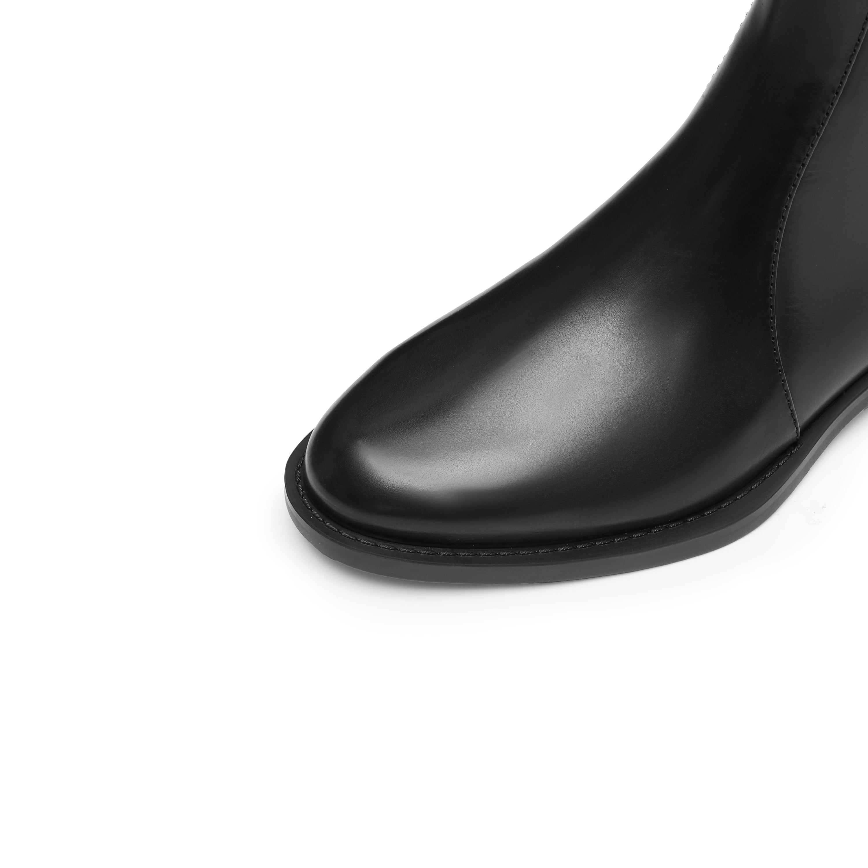 Black Leather Study Ankle Boots