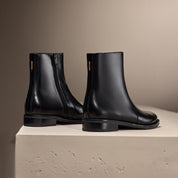 Black Leather Study Ankle Boots