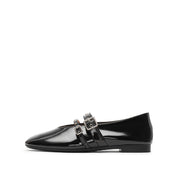 Black Patent Strappy Ballet Flats