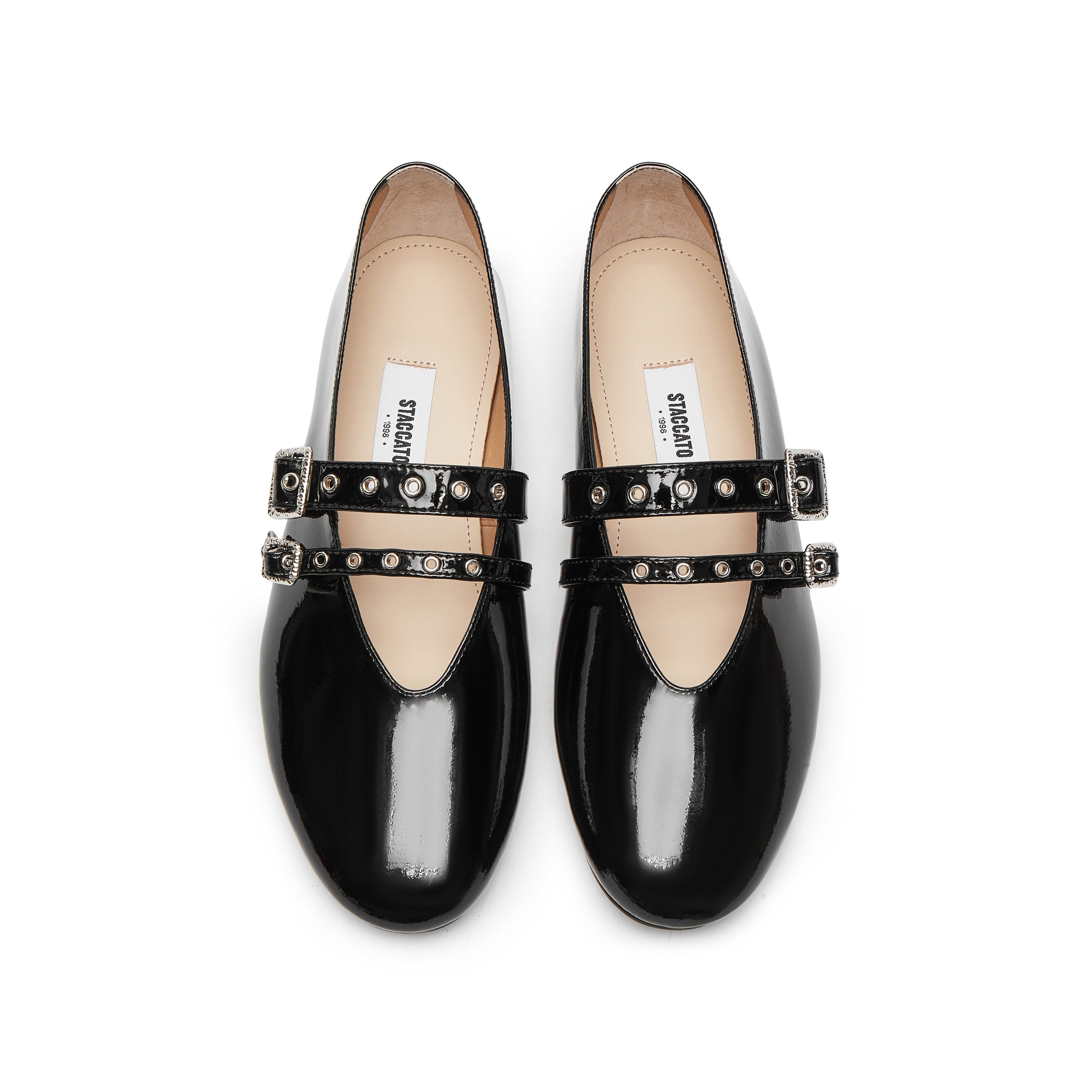 Black Patent Strappy Ballet Flats