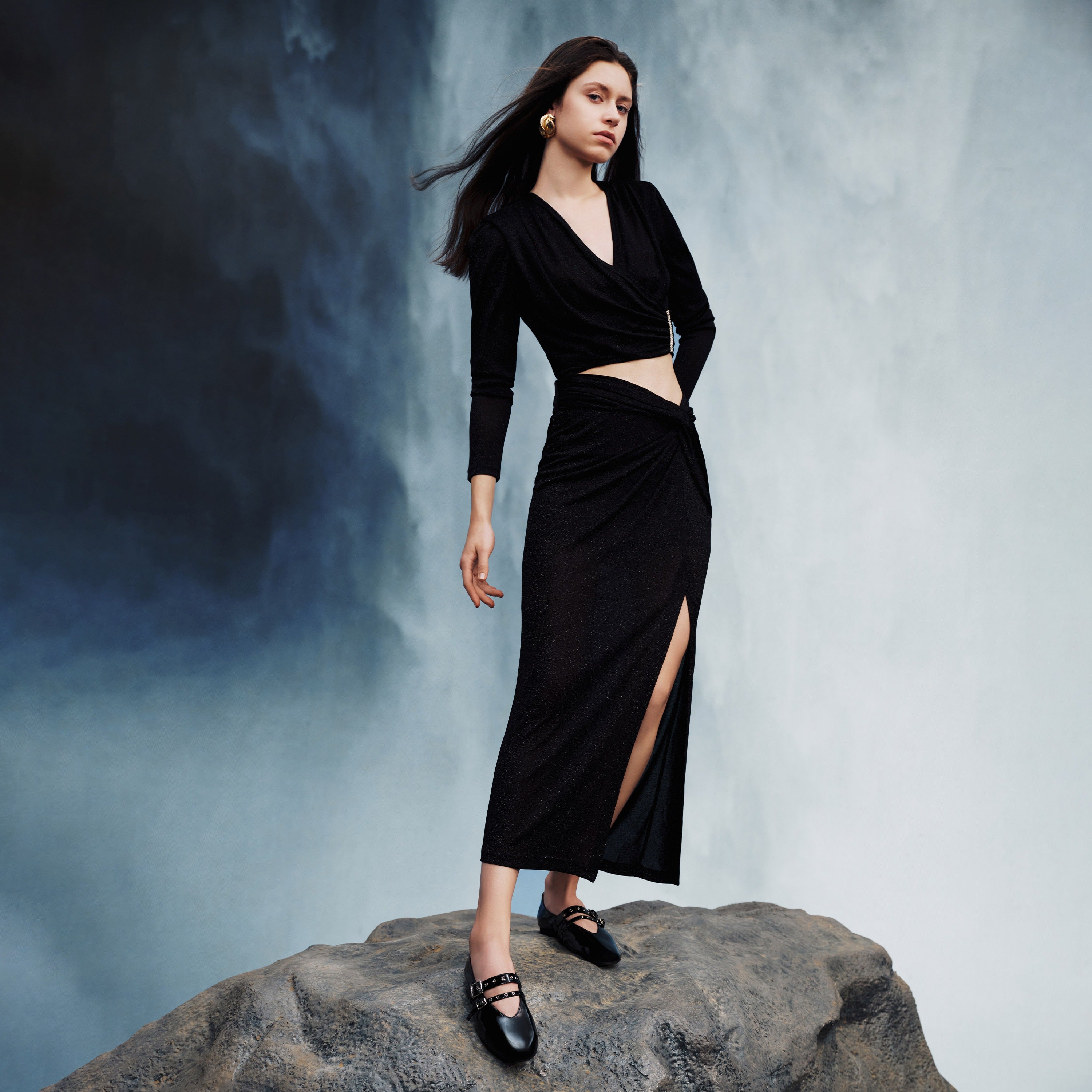 Black Patent Strappy Ballet Flats