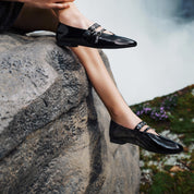 Black Patent Strappy Ballet Flats