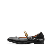 Black Golden Charms Strap Mary Jane Flats