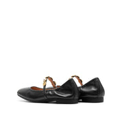 Black Golden Charms Strap Mary Jane Flats
