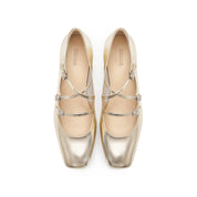 Light Gold Metallic Strappy Heeled Mary Jane