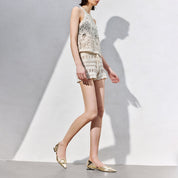 Golden Metallic Buckle Pointy Vintage Flats