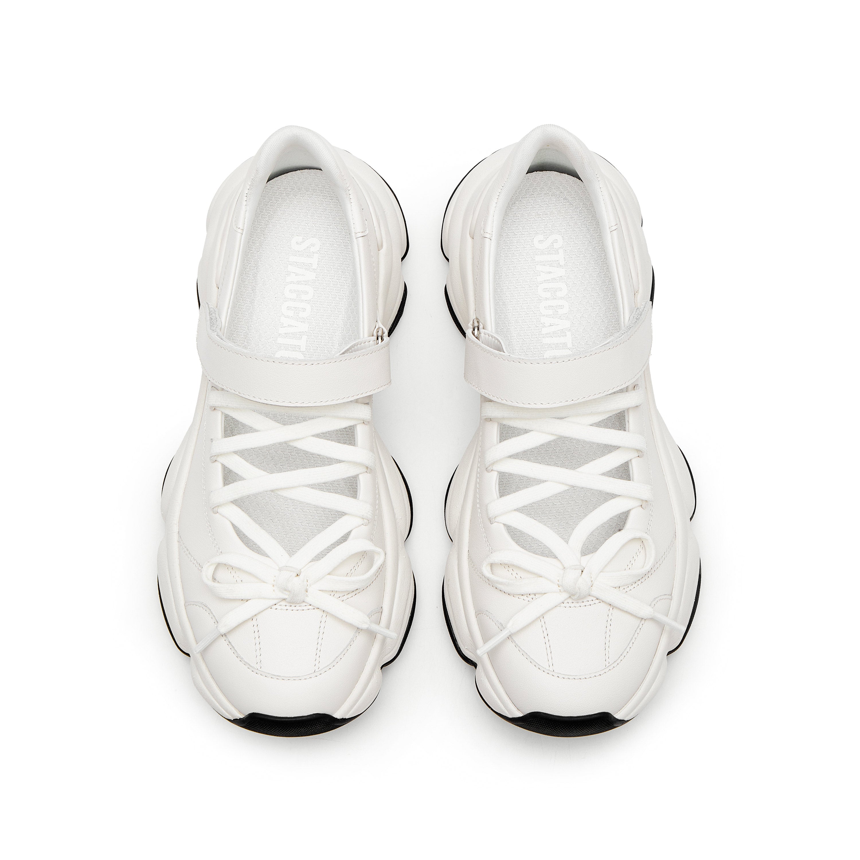 White Bow Tie Velcro Chunky Sneakers