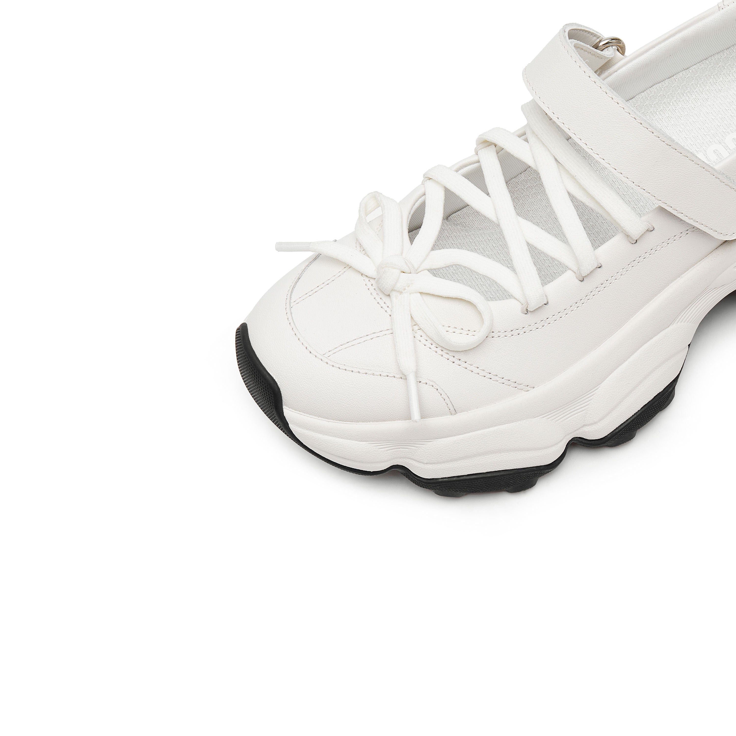 White Bow Tie Velcro Chunky Sneakers