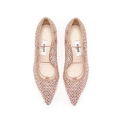 Pink Mesh Crystal Embellished Heeled Pumps