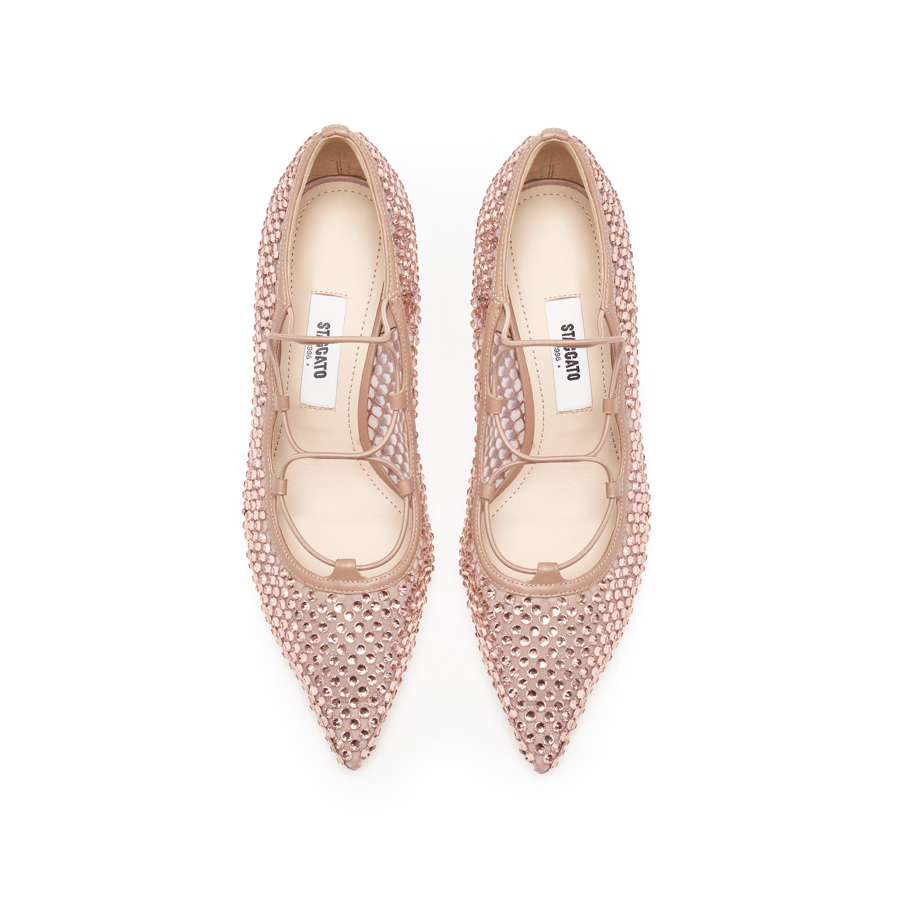 Pink Mesh Crystal Embellished Heeled Pumps
