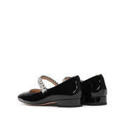 Black Patent Crystal Strap Mary Jane Flats