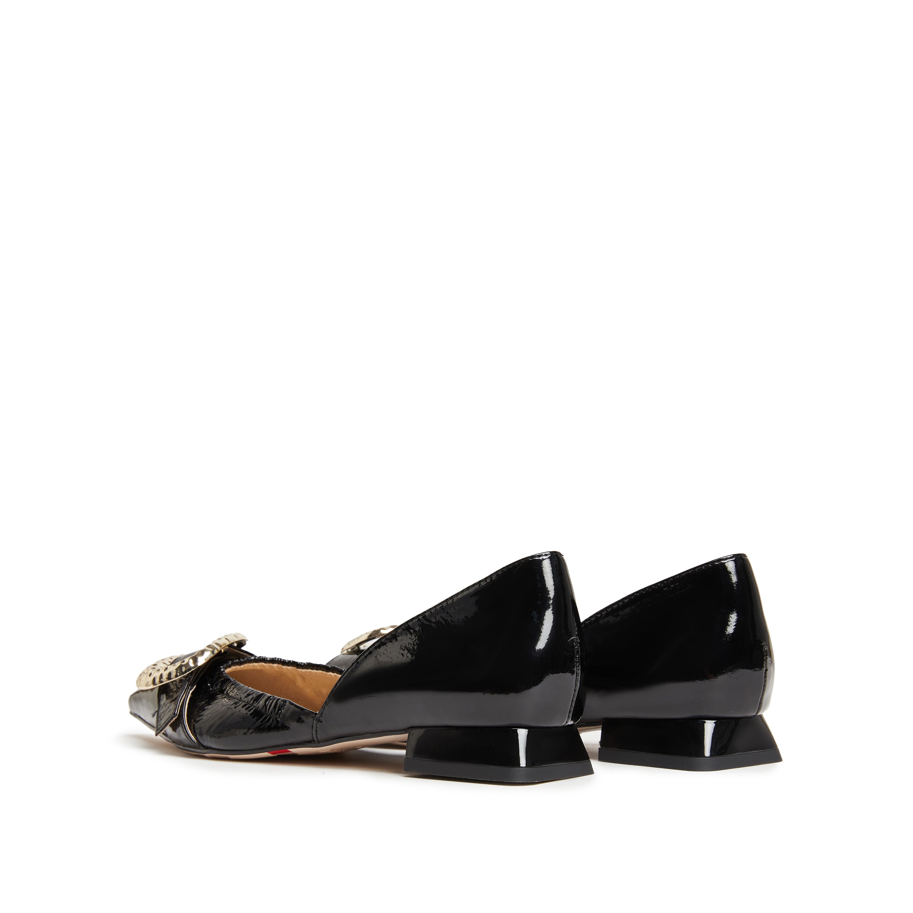 Black Patent Buckle Pointy Vintage Flats