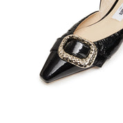 Black Patent Buckle Pointy Vintage Flats