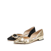 Black Patent Buckle Pointy Vintage Flats