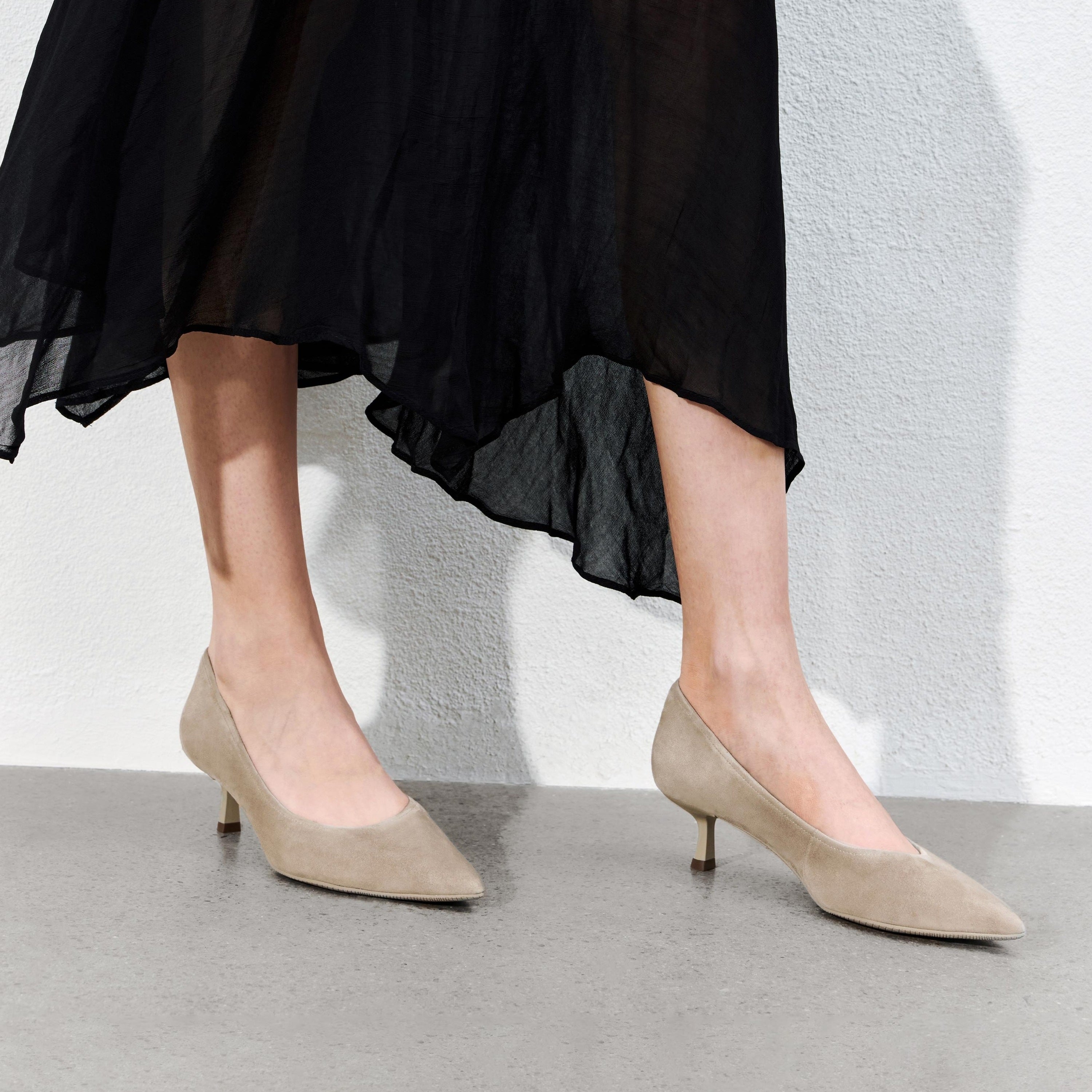 Grey Pointy Suede Pumps