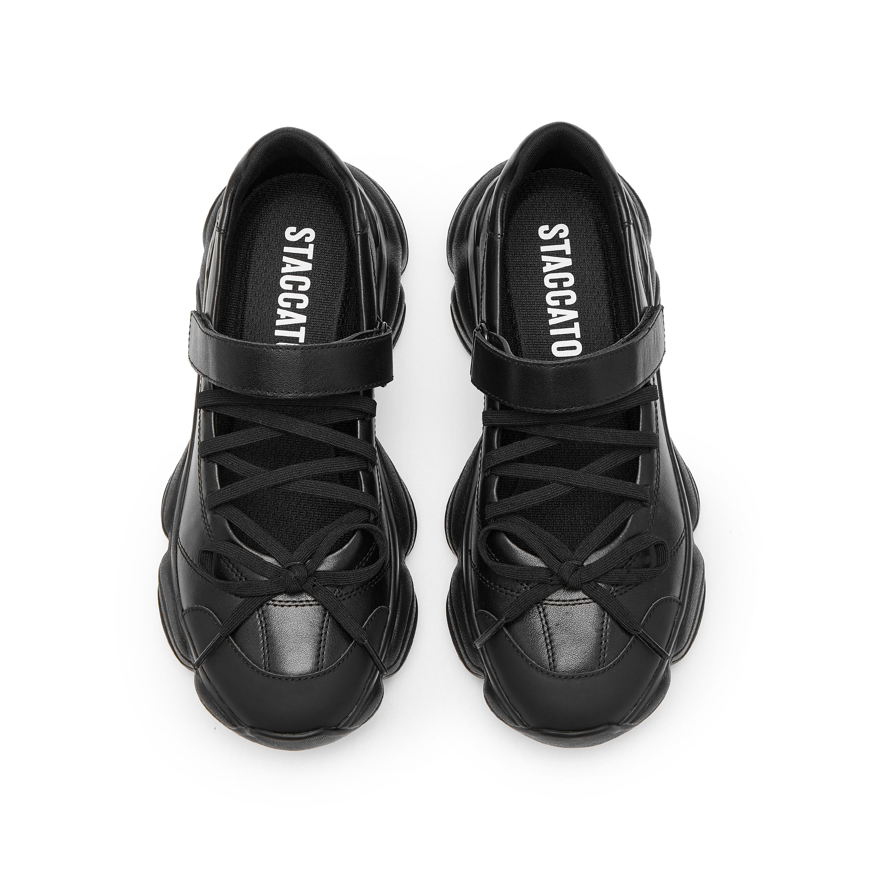 Black Bow Tie Velcro Chunky Sneakers