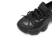 Black Bow Tie Velcro Chunky Sneakers