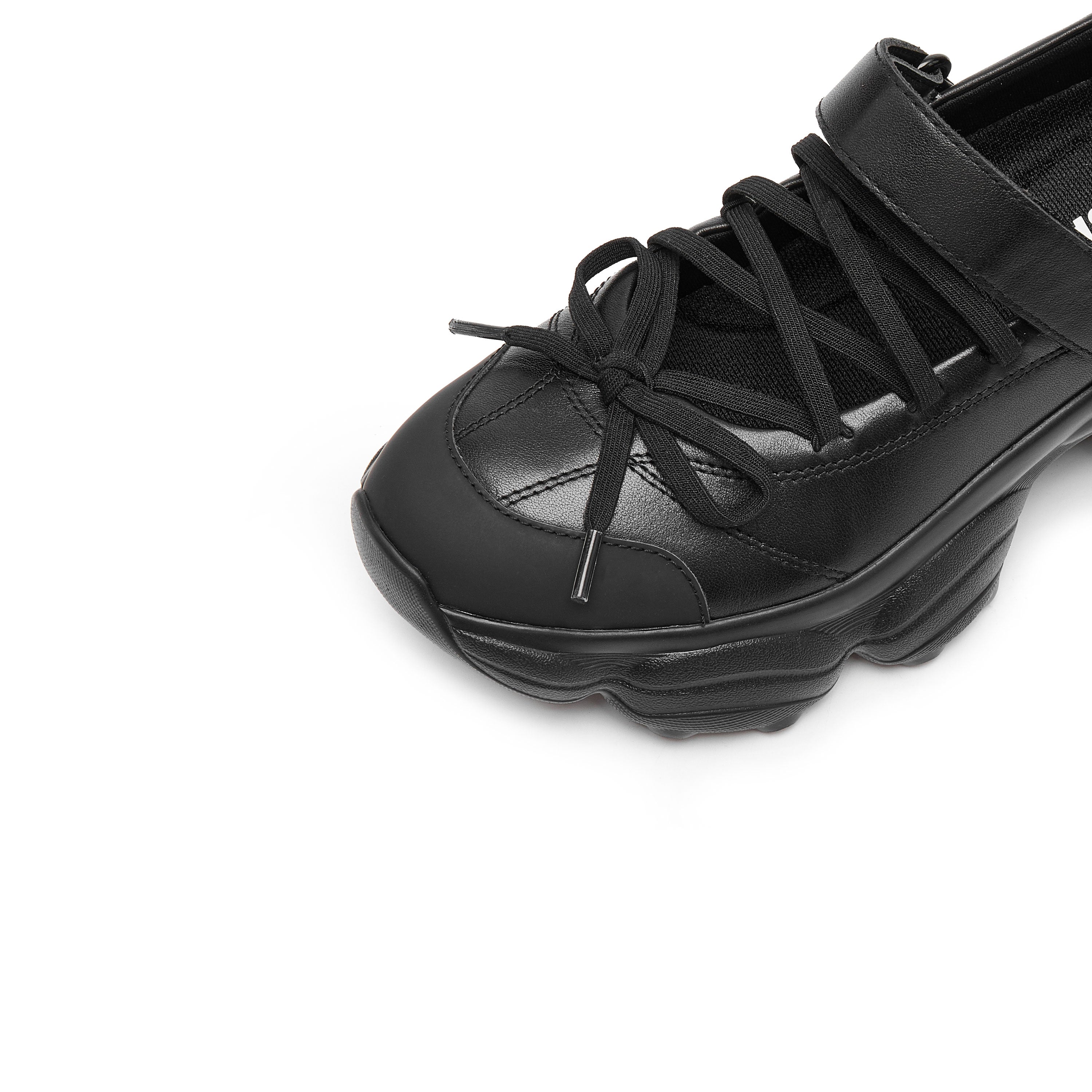Black Bow Tie Velcro Chunky Sneakers
