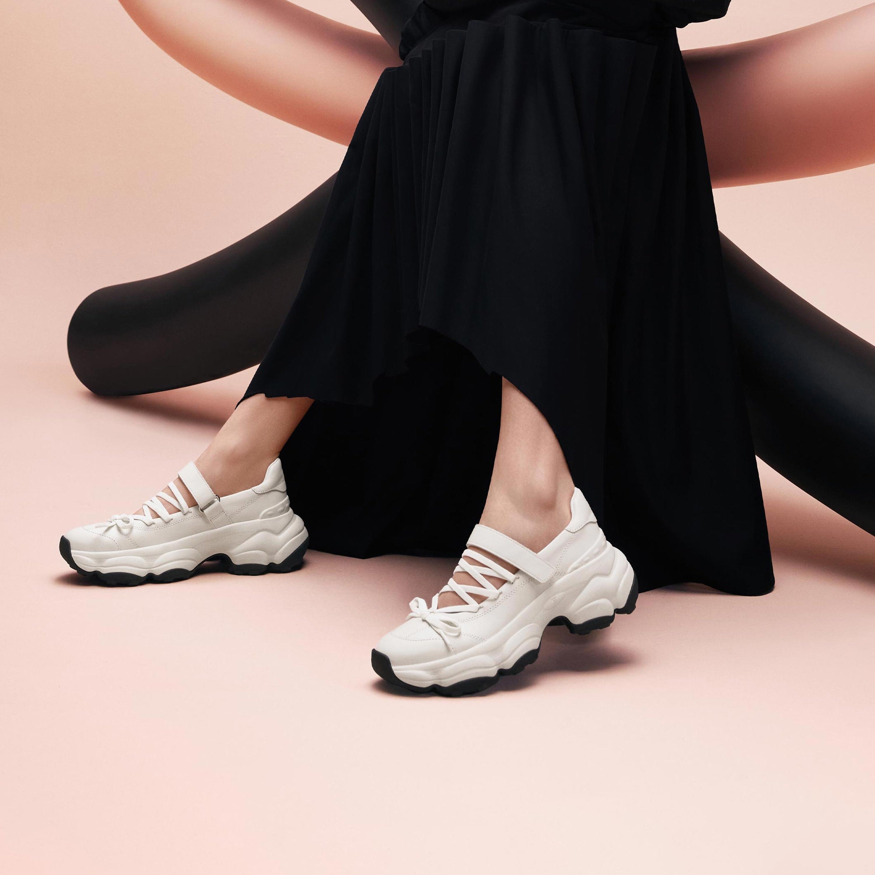 Black Bow Tie Velcro Chunky Sneakers