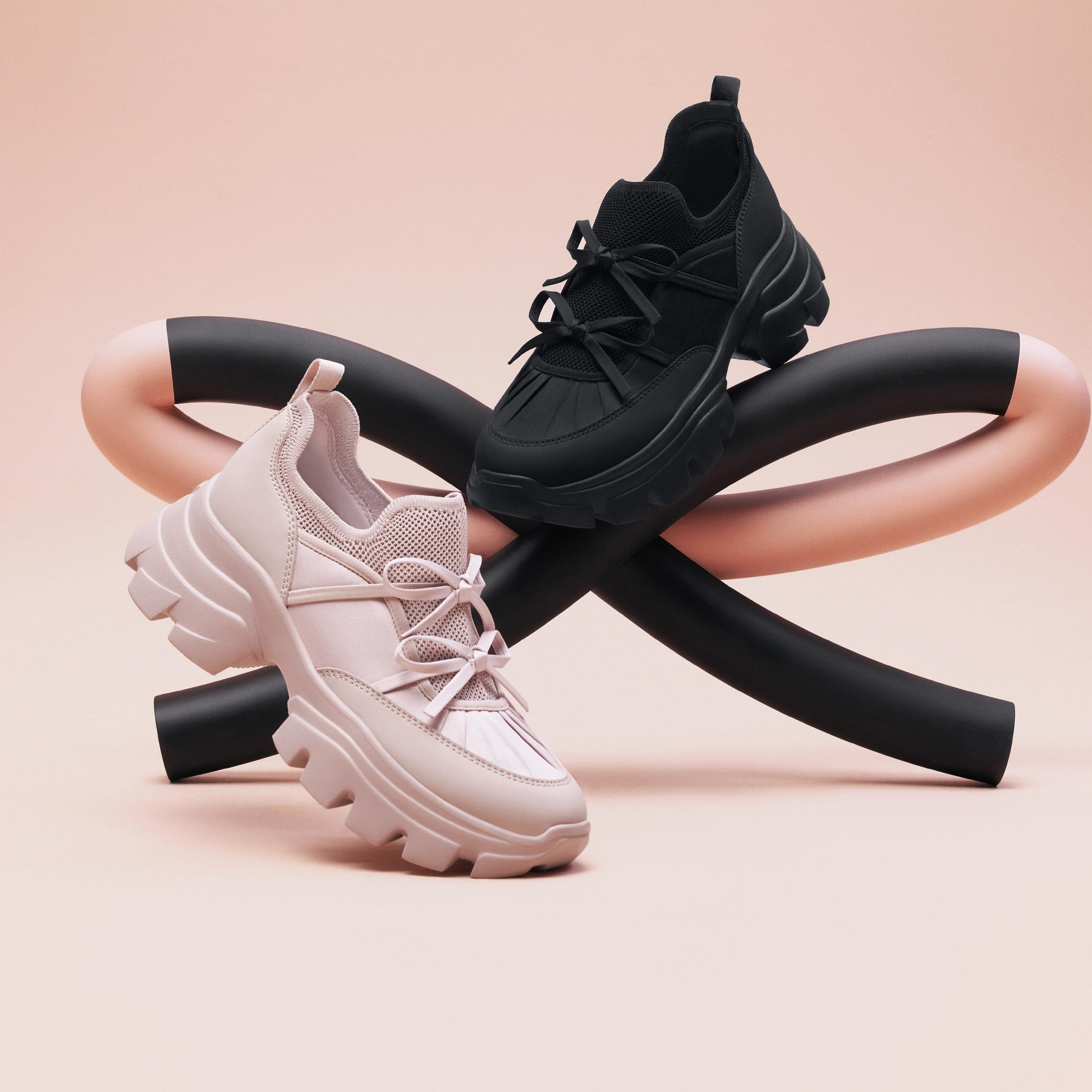 Pastel Bows Satin Chunky Sneakers