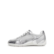 Silvery Meshed Patch Lace Up Runner