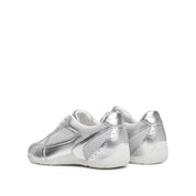 Silvery Meshed Patch Lace Up Runner