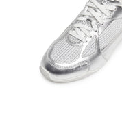 Silvery Meshed Patch Lace Up Runner