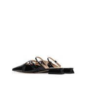Black Cross Strappy Mule Flats