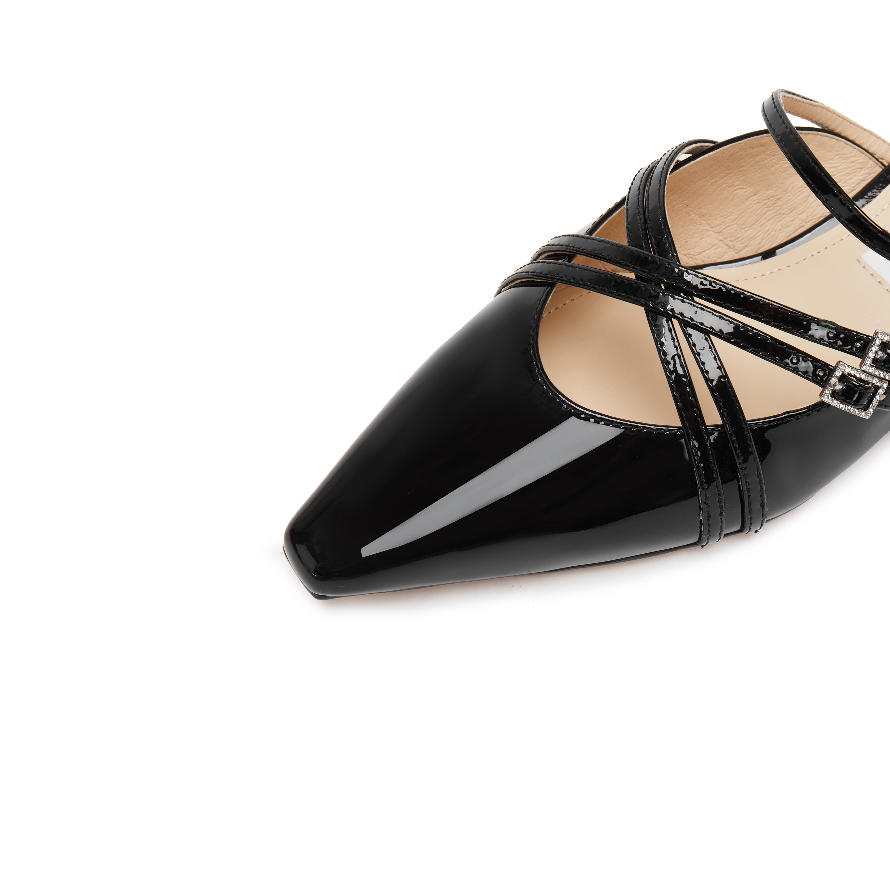 Black Cross Strappy Mule Flats
