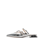 Slivery Cross Strappy Mule Flats