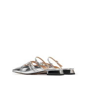 Slivery Cross Strappy Mule Flats