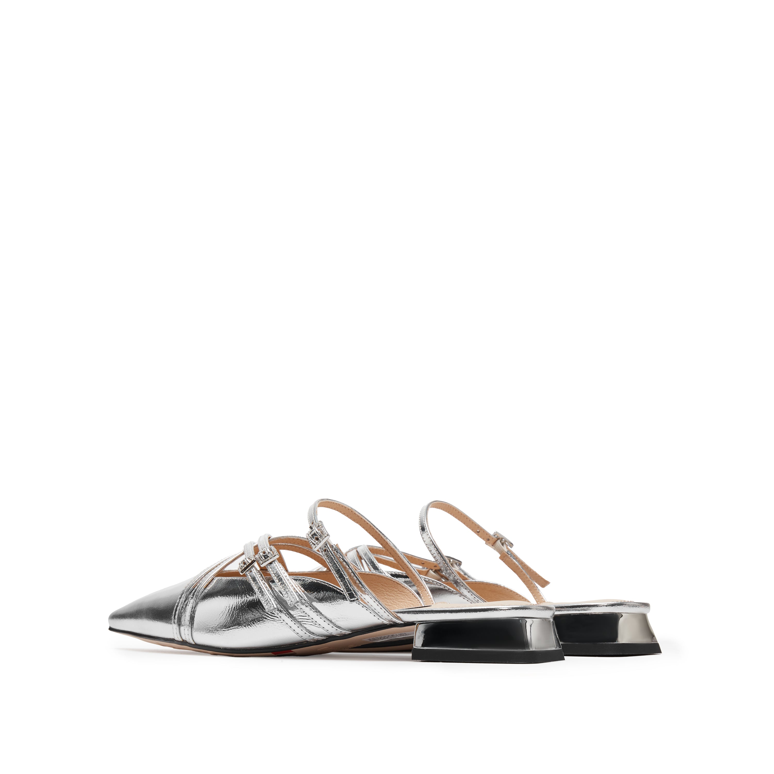 Slivery Cross Strappy Mule Flats