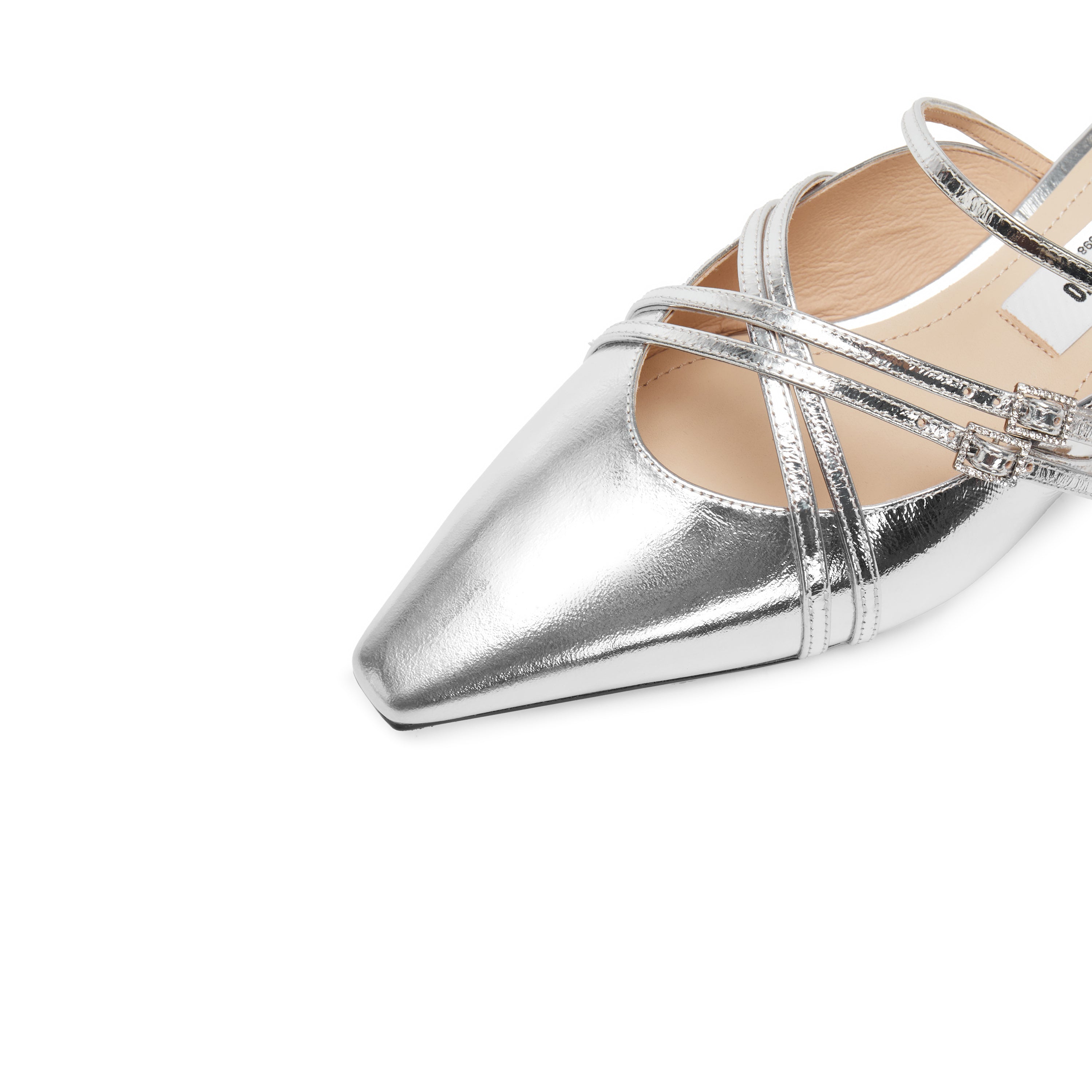 Slivery Cross Strappy Mule Flats