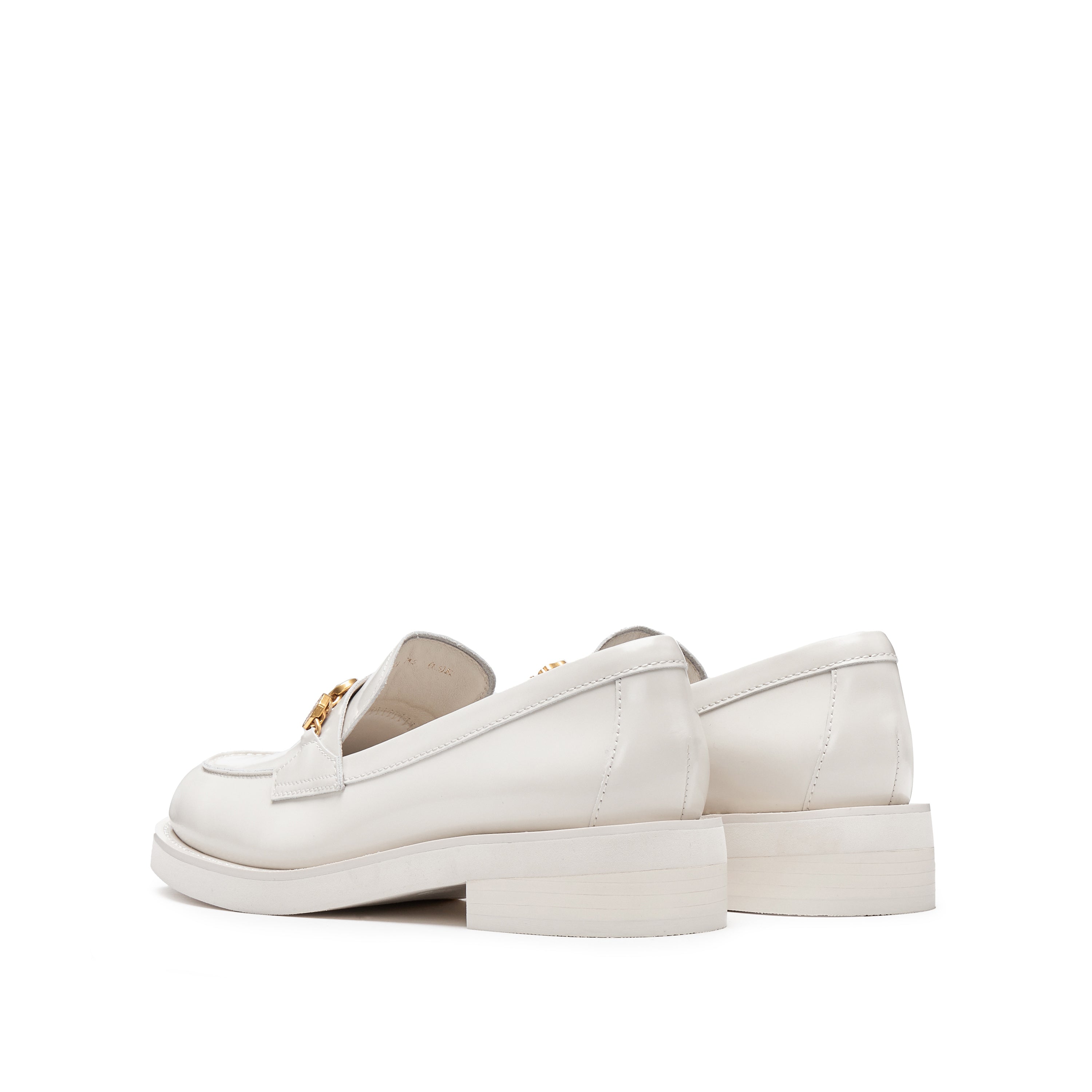 Beige Signature Charms Leather Loafers