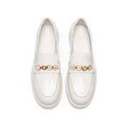 Beige Signature Charms Leather Loafers