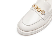 Beige Signature Charms Leather Loafers