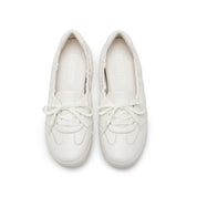 White Leather Ballerina Trainers