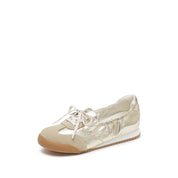 Gold Patch Leather Ballerina Trainers