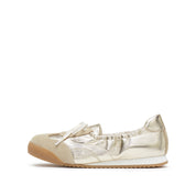 Gold Patch Leather Ballerina Trainers