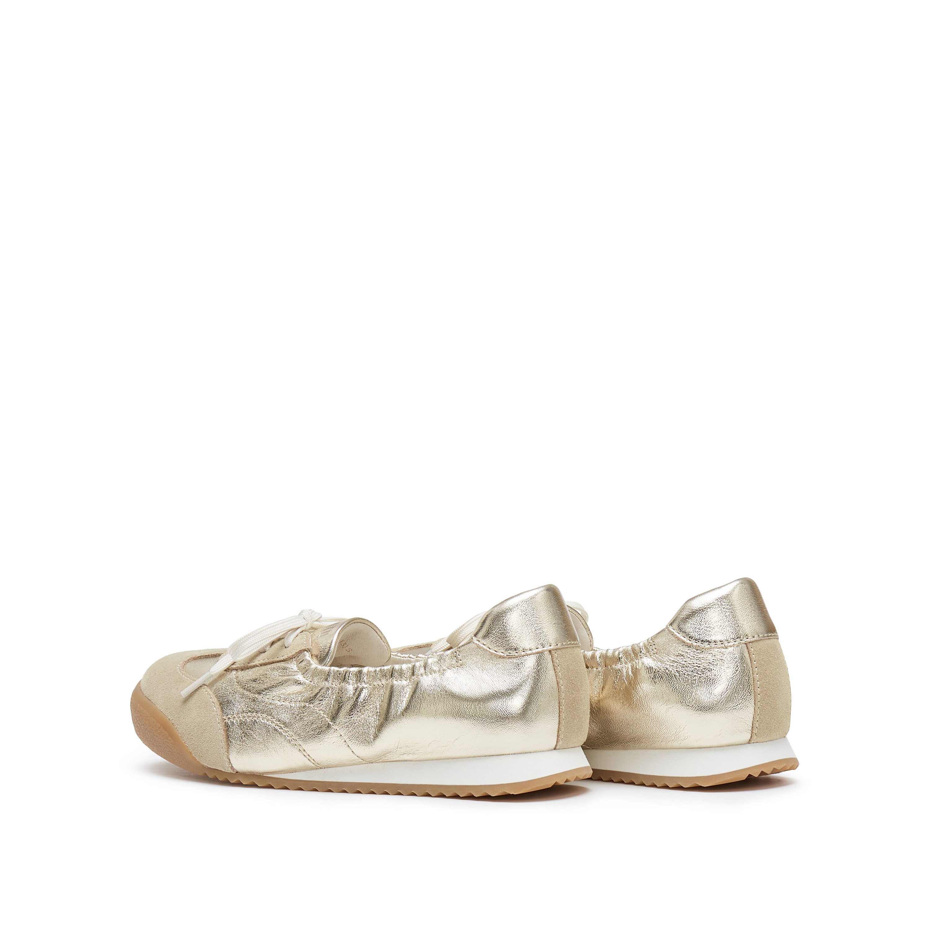 Gold Patch Leather Ballerina Trainers